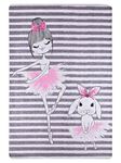 Rabbit Girl Theme Grey Blush Antiallergic Washable Kids Rug